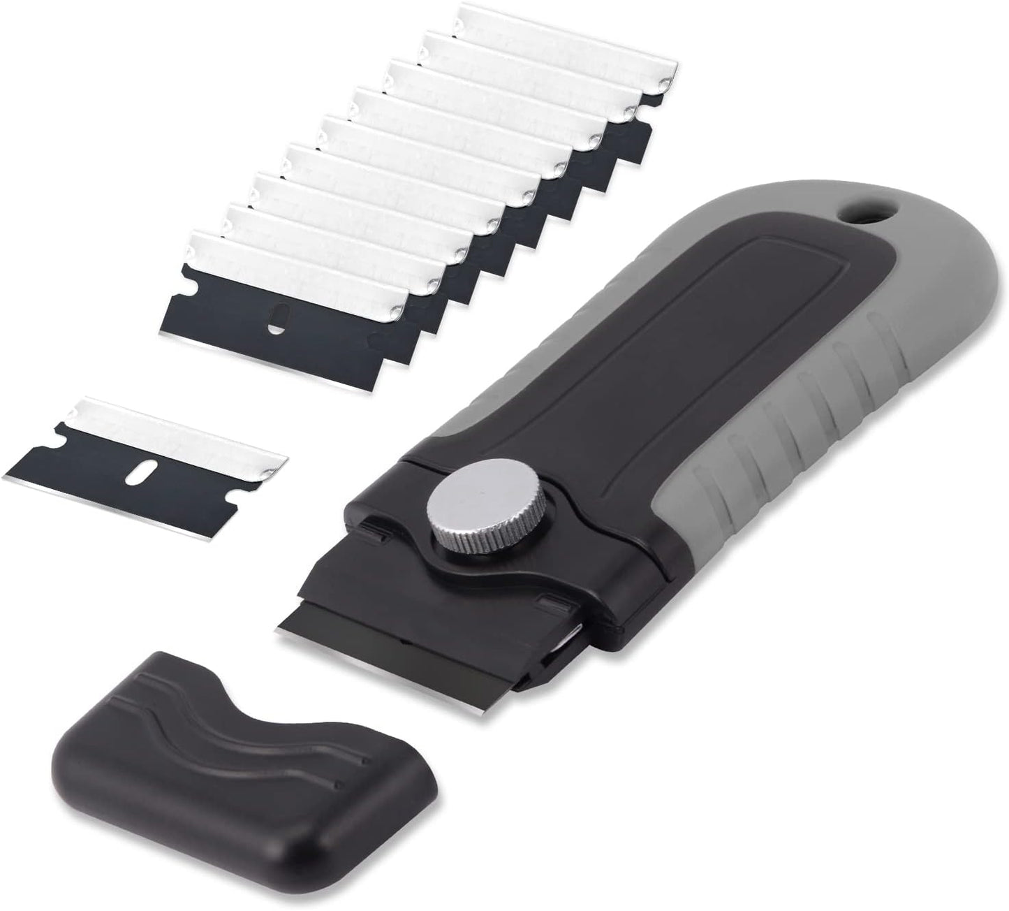 Gomake Razor Blade Scraper Tool with Blade Storage Container. Glass Cooktop Stove Scraper with 10PCS Stainless Steel Blades for Glass Clean.Paint.Old Label.Decal Sticker.Adhesive Remover
