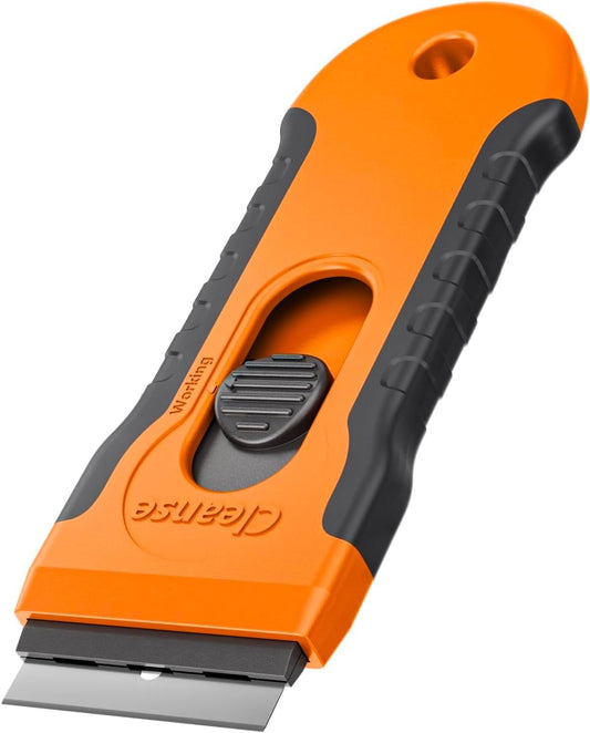 Razor Blade Scraper with 15 Extra Blades: Multi-Surface Cleaning Tool for Glass. Ceramic Cooktops. Ovens. Glass Top Stoves and Foot - Removes Burned-On Food. Tough Stains. Dirt. Stickers. and Paint