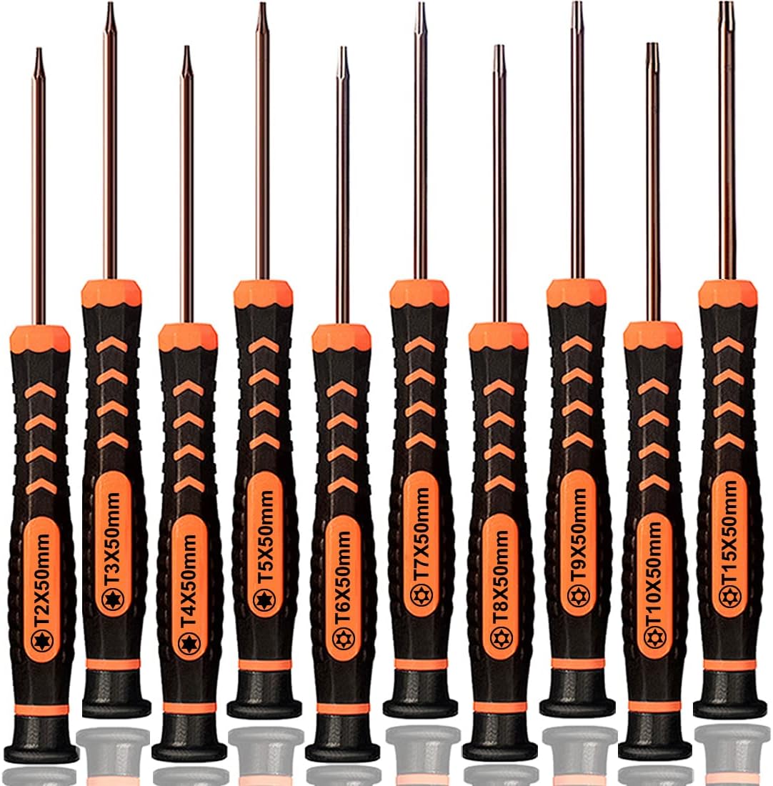 Torx Screwdriver Set of T2-T15. TECKMAN 10-Piece Magnetic Small Torx Security Screwdrivers with T2 T3 T4 T5 T6 T7 T8 T9 T10 T15 Star Screwdriver Tool Kit for Xbox.PS3.PS4.Knife.Computer & Other Device
