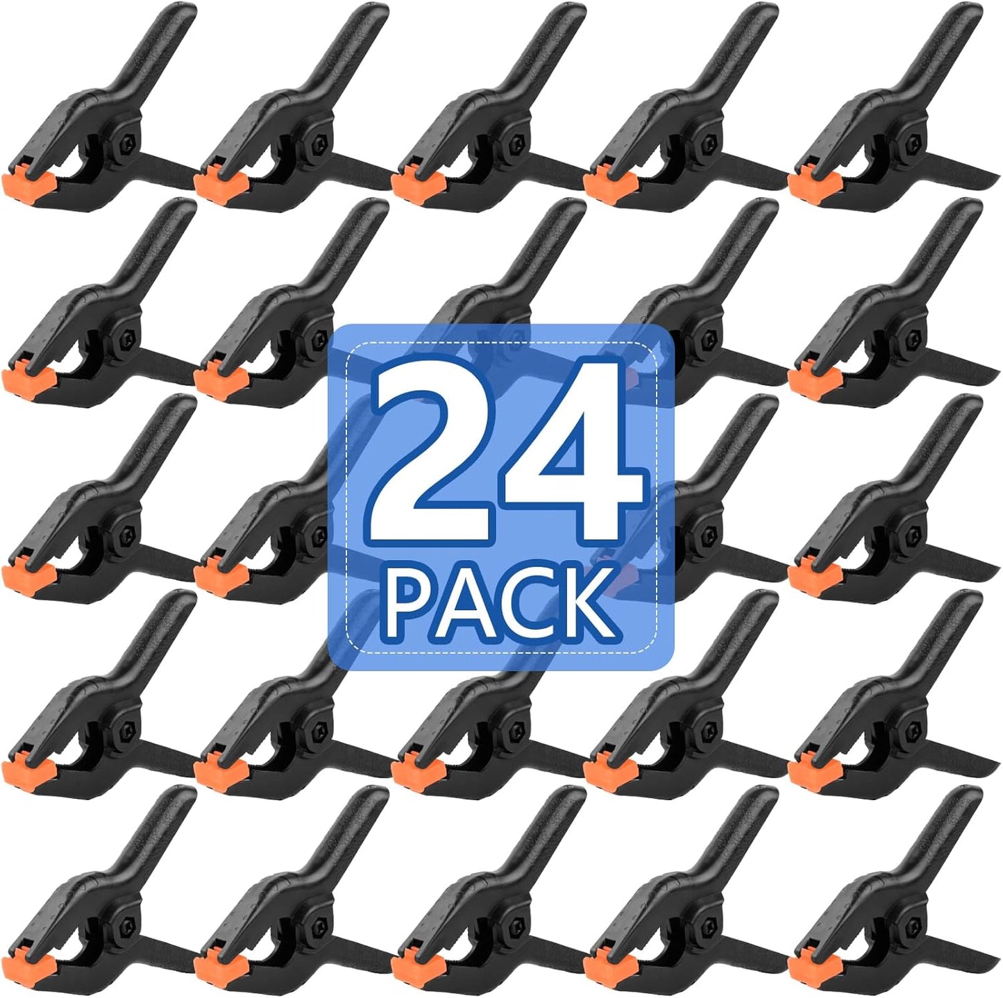 24 Pack 3.5 inch Plastic Spring Clamps. Black Heavy Duty Clips. Backdrop Clips. Plastic Clamps for Crafts. Backdrop Stand. Woodworking. Photography