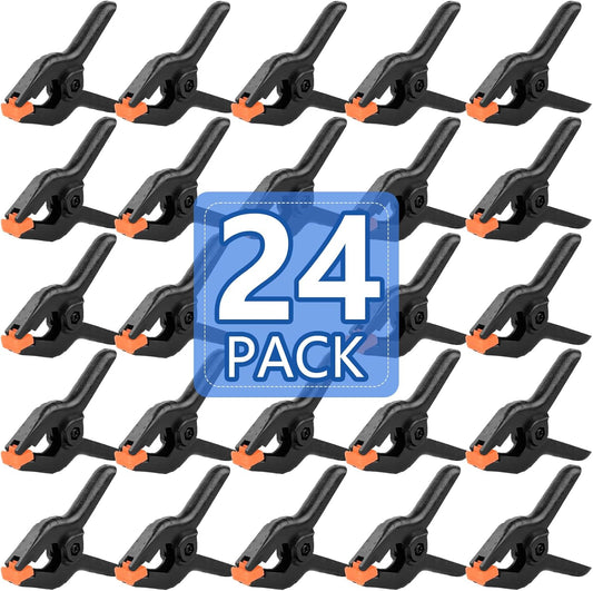 24 Pack 3.5 inch Plastic Spring Clamps. Black Heavy Duty Clips. Backdrop Clips. Plastic Clamps for Crafts. Backdrop Stand. Woodworking. Photography