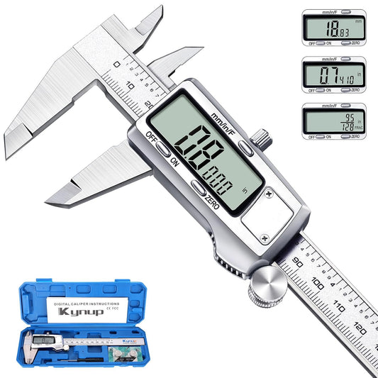Kynup Digital Caliper. Caliper Measuring Tool. Micrometer Dial Vernier Caliper Digital. Full Turn Off. Stainless Steel. Switch from Inch Metric Fraction (6Inch/150MM)